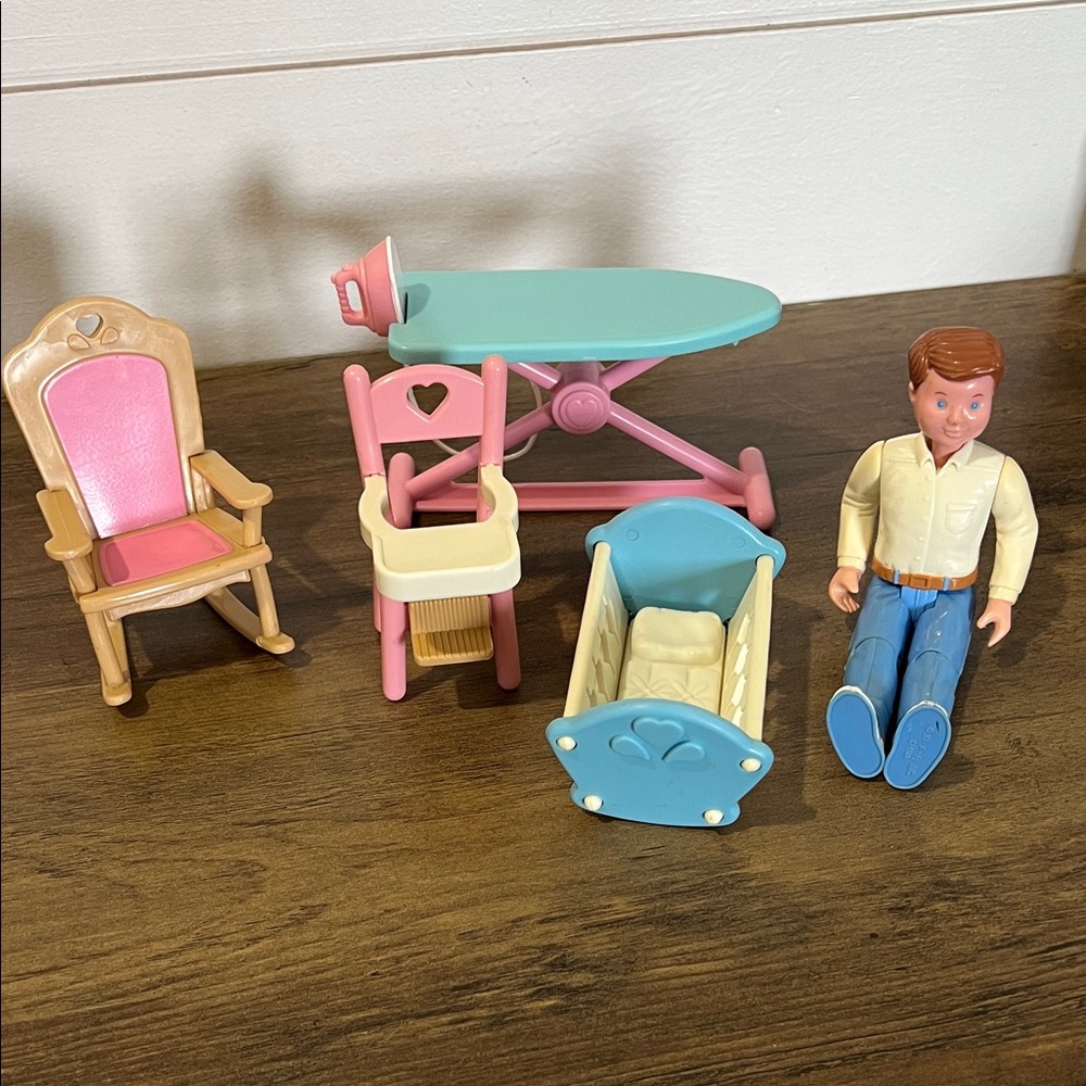 Vintage fisher price loving family dollhouse accessories